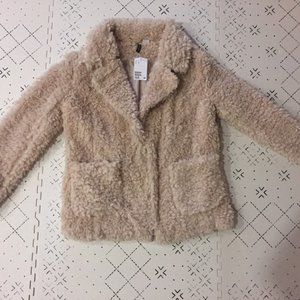 H&M Faux Fur Teddy Cream Coat